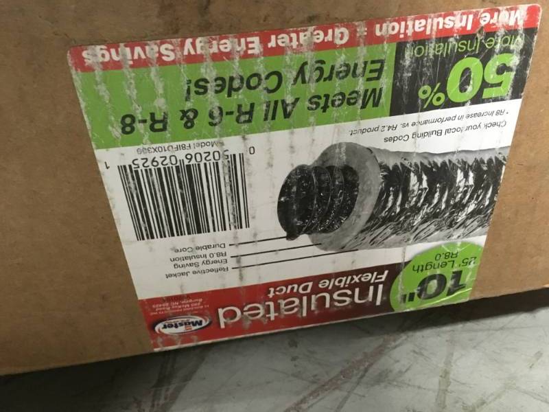 lot 33 image: Master Flow 10 in. x 25 ft. Insulated Flexible Duct R8 Silver Jacket not used