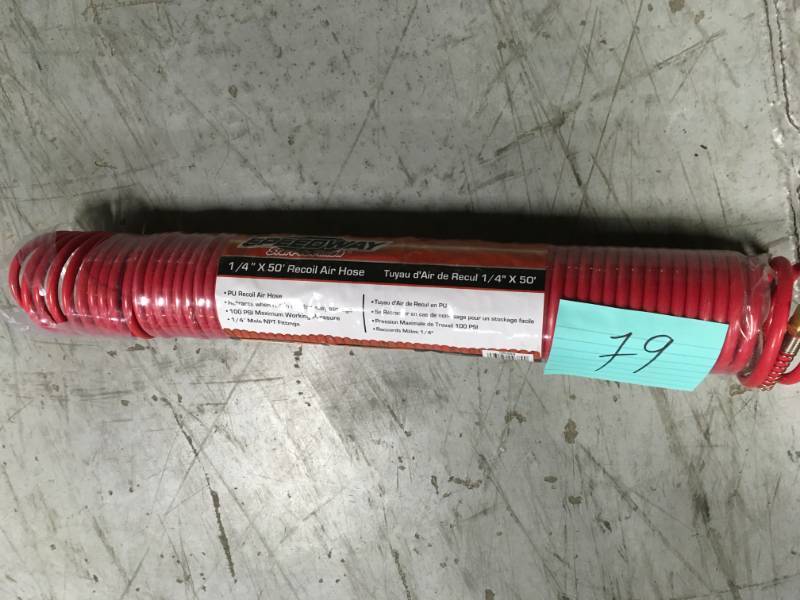 lot 79 image: SPEEDWAY 14 in. x 50 ft. Recoil Polyurethane Air Hose in good condition