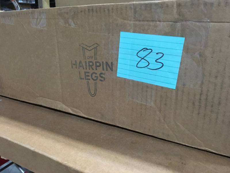 lot 83 image: Heavy-Duty 12 in. Dia 22 in. Raw Steel 3-Rod Hairpin Leg not used