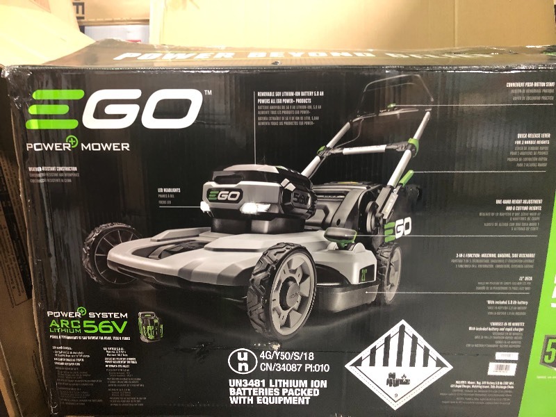 lot 102 image: EGO LM2101 POWER 21 LAWN MOWER WITH 5.0AH BATTERY AND RAPID CHARGER in like new condition
