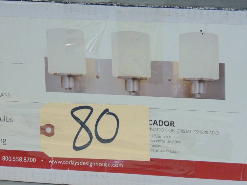 lot 80 image: 3-Light Vanity Light, Satin Nickel