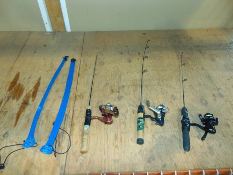 lot 3 image: (3) Ice Fishing Rods and Reels With (2) Sleeves