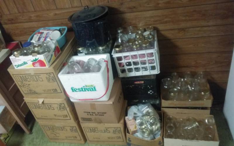 lot 19 image: Large Lot Of Canning Related Supplies Jars, Lids, Wax, Canner