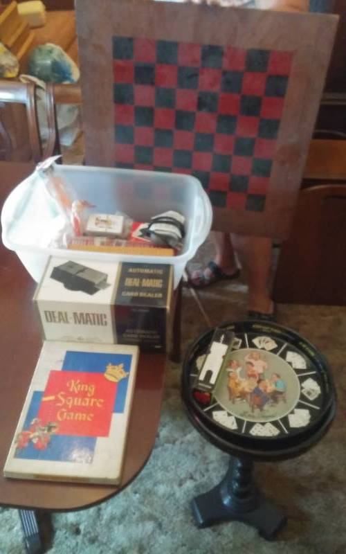 lot 36 image: Vintage Games Inlay Chess Board, Cribbage Boards, Las Vegas Dice Tray, More