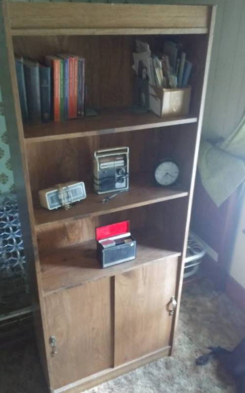 lot 93 image: Book Shelf With Lower Storage - Clocks, Books, Misc Included