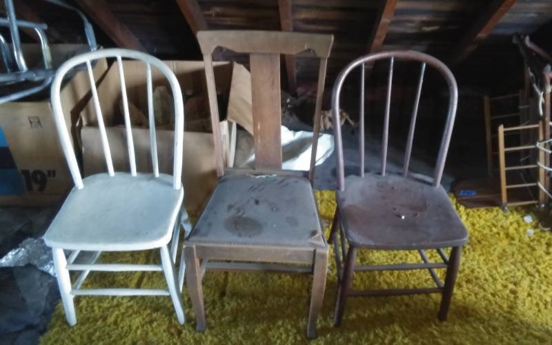 lot 105 image: 3-Old Wood Chairs