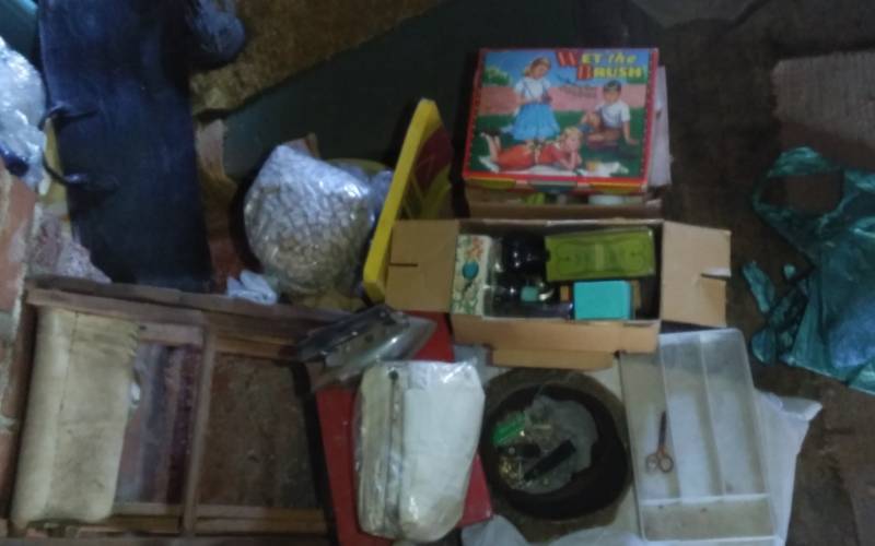 lot 114 image: Vintage Mailmans Hat, Pins, Stool, Folding Camp Chairs, Avon Collectibles, Misc