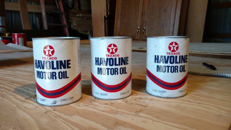 lot 19 image: 3 Texaco Havoline motor oil 1 qt sealed cans full