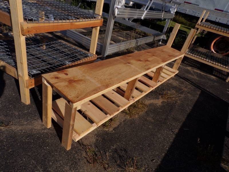 lot 17 image: Wood BenchShelving 8 ft long