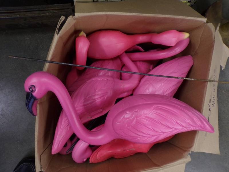lot 179 image: 12 Pink Flamingos with stakes