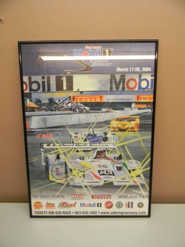 lot 9 image: VINTAGE 2004 52ND ANNUAL MOBIL 1 12 HOURS OF SEBRING BAR SIGN FRAMED ADVERTISEMENT - APPROX 18 BY 25 - SEE PICTURES