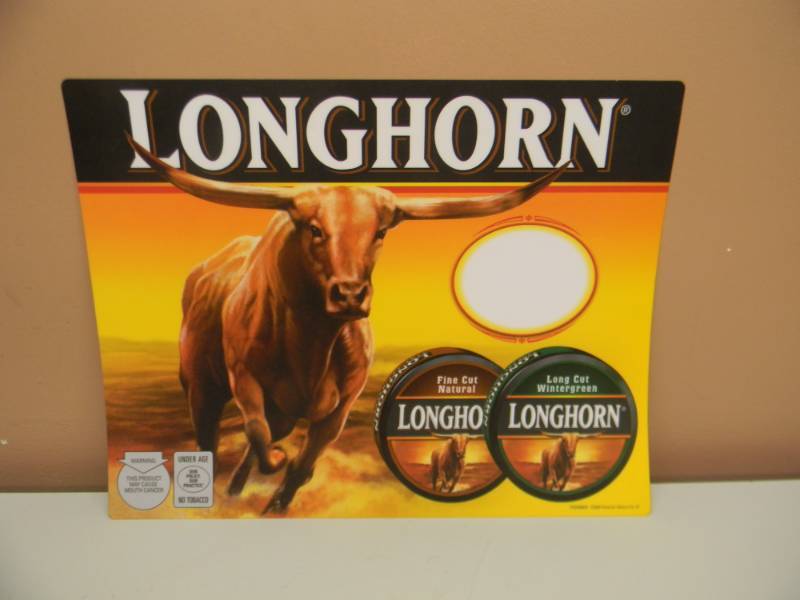 lot 12 image: LONGHORN TOBACCO ADVERTISING SIGN - APPROX 18 BY 14 - SEE PICTURES
