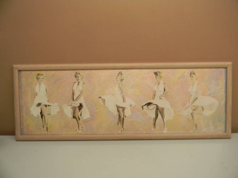 lot 26 image: RARE & HARD TO FIND - VINTAGE MARILYN MONROE HOT 511 LITHO IN U.S.A. PROFESSIONALLY FRAMED - NICE - APPROX 38 BY 14 - SEE PICTURES