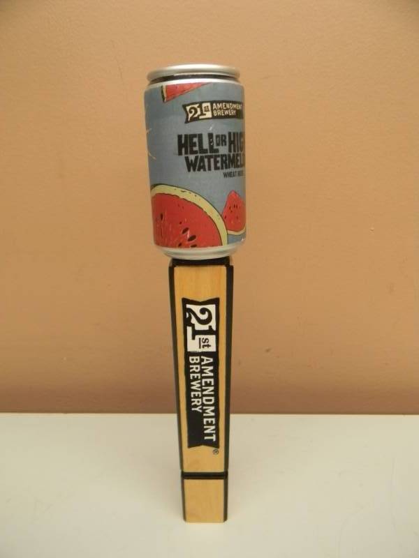 lot 32 image: RARE 21st AMENDMENT BREWERY HELL OR HIGH WATERMELON TAP HANDLE - RARE - APPROX 12 - SEE PICTURES