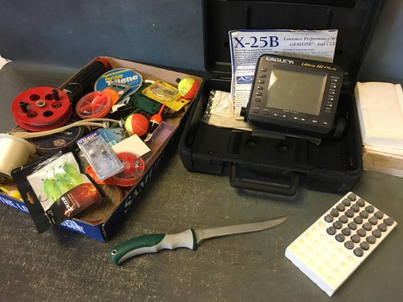 Fish Finder and Assorted Fishing Supplies