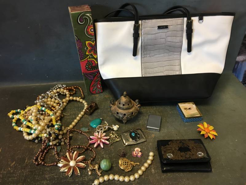 Purse, Vintage Costume Jewelry, Vintage Avon Earrings and More
