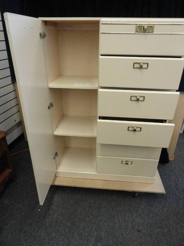 lot 13 image: Vintage 60s70s Armoire Dresser with Six Drawers