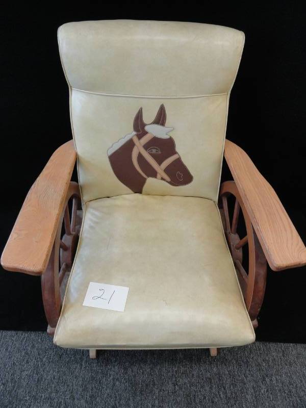 lot 21 image: Rare 1950s Embossed Horse Head Rocking Chair