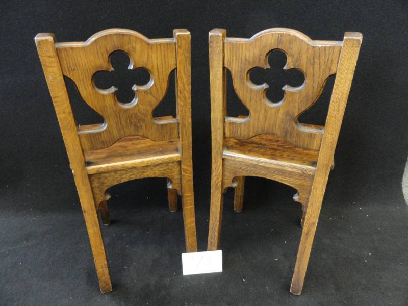 lot 73 image: Two Early 1800s Hand Carved Gothic Style Chairs