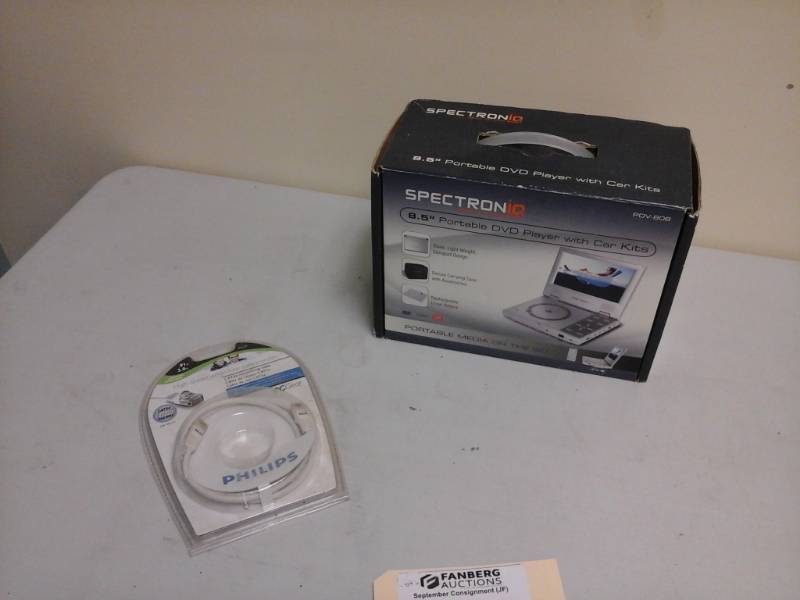 lot 912 image: SpectronIQ 8.5in. Portable DVD Player with Car Kits PDV-808, Philips PCGear High Speed Error Free Data Transfer CAT5e Networking Cable