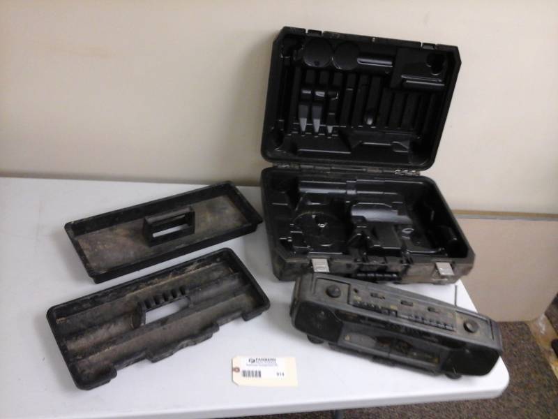 lot 914 image: DeWalt Tool Case, 2-Piece Stackable Plastic Tool Caddy Trays, SoundDesign Boom Box Dual Cassette Player