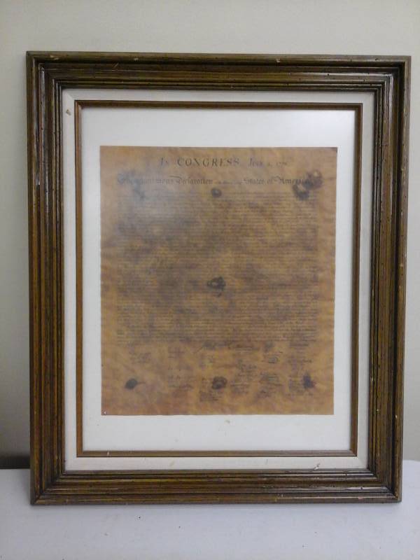 lot 934 image: Declaration Of Independence Framed Matted Wall Art