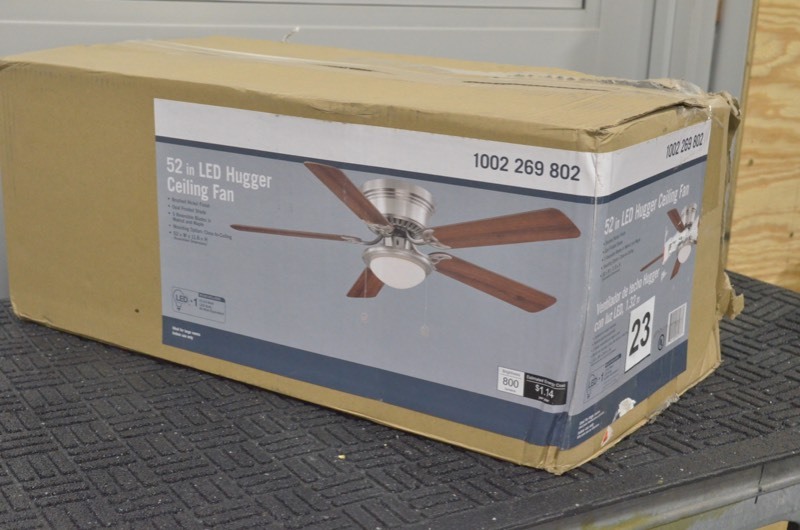 lot 23 image: HUGGER 52 inch LED Indoor Brushed Nickel Ceiling Fan with Light Kit