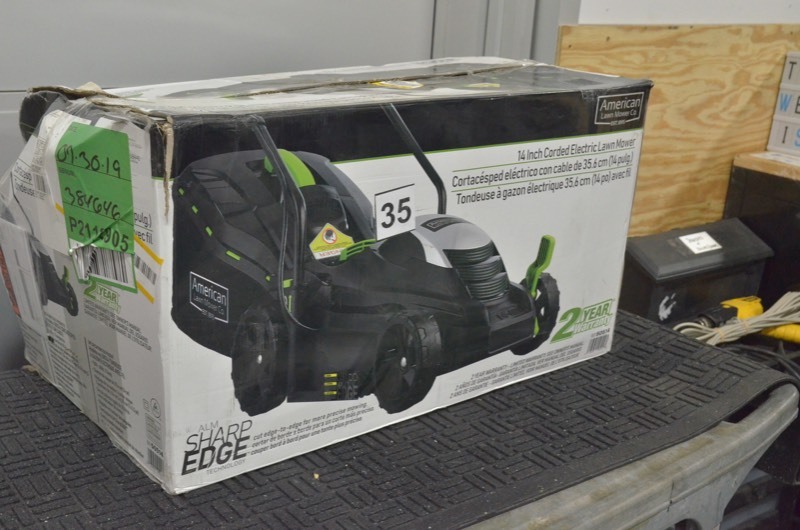 lot 35 image: AMERICAN 14 in. 11 Amp Corded Electric Walk Behind Push Mower