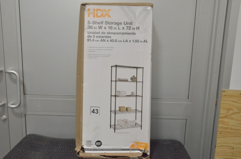 lot 43 image: HDX 72 in. H x 36 in. W x 16 in. D 5-Tier Wire Shelving Unit in Black