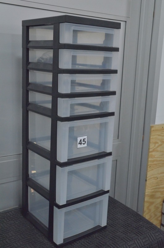 lot 45 image: IRIS 108 Qt. 7-Drawer Storage Bin in Black