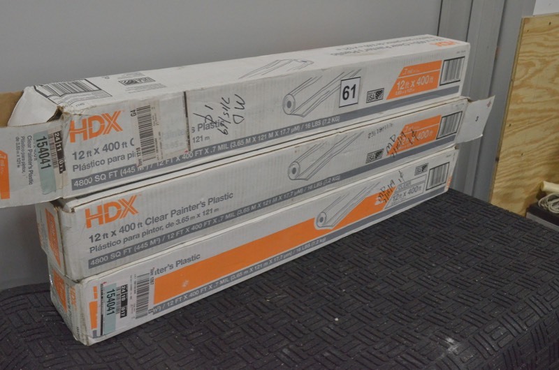 lot 61 image: HDX 2 ft. x 400 ft. Clear 0.7 mil. Plastic Sheeting-Lot of 3