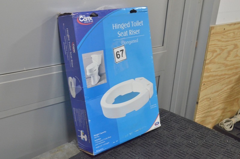 lot 67 image: CAREX Hinged Toilet Seat Riser - Elongated, white