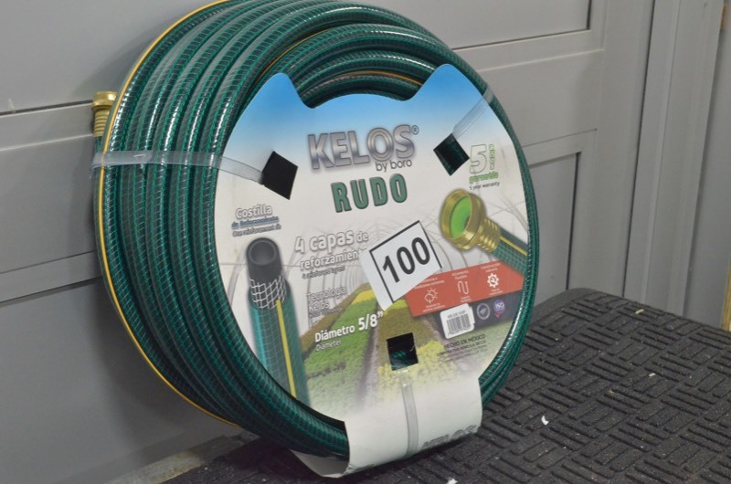 lot 100 image: BORO- Kelos Rudo 58 in. Dia x 100 ft. Heavy-Duty Garden Hose with Brass Coupling