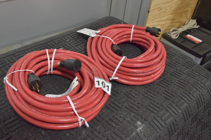 lot 101 image: Heavy Duty Waterproof 300v Extention Cords-Lot of 2