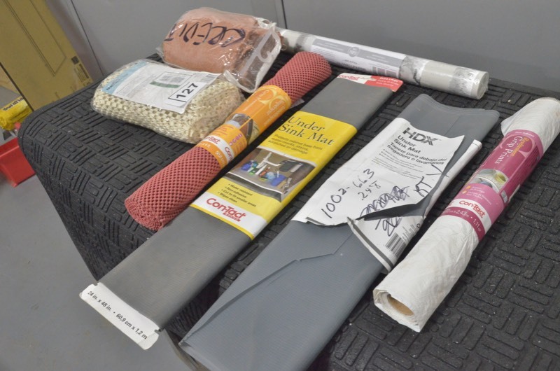 lot 127 image: HDX, Con-Tact mixed lot of products Rubber mats, cellar shadecurtain, curtain hardware