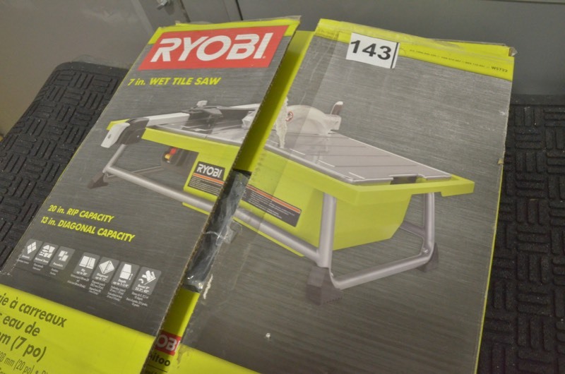 lot 143 image: RYOBI 7 in. 4.8 Amp Tabletop Tile Saw (Pre-Owned-Inspected and works)
