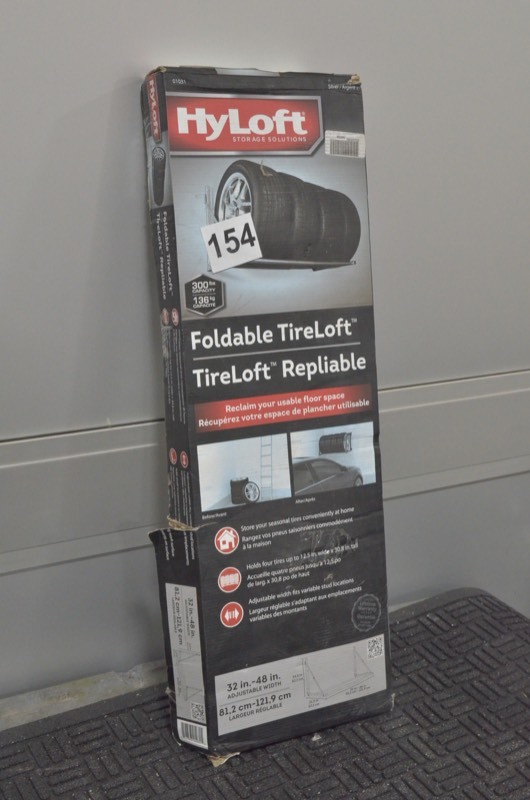 lot 154 image: HyLoft 48 in. W Adjustable Folding Garage Wall Tire Rack
