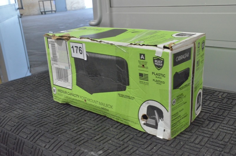 lot 176 image: GIBRALTER MAILBOXES Parsons Black Medium Post-Mount Plastic Mailbox