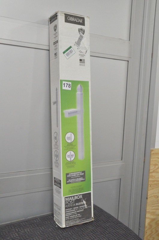 lot 178 image: GIBRALTER MAILBOXES Whitley Plastic Post Mailbox, White
