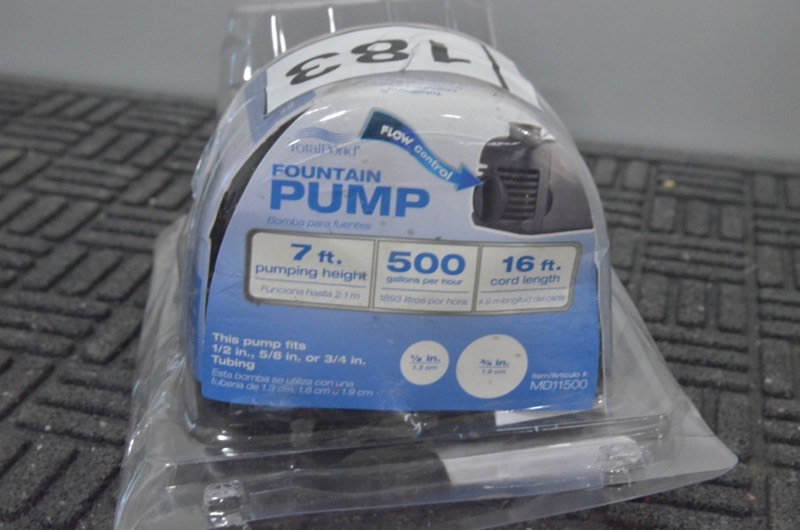 lot 183 image: TOTAL POND 500 GPH Fountain Pump (Pre-owned)