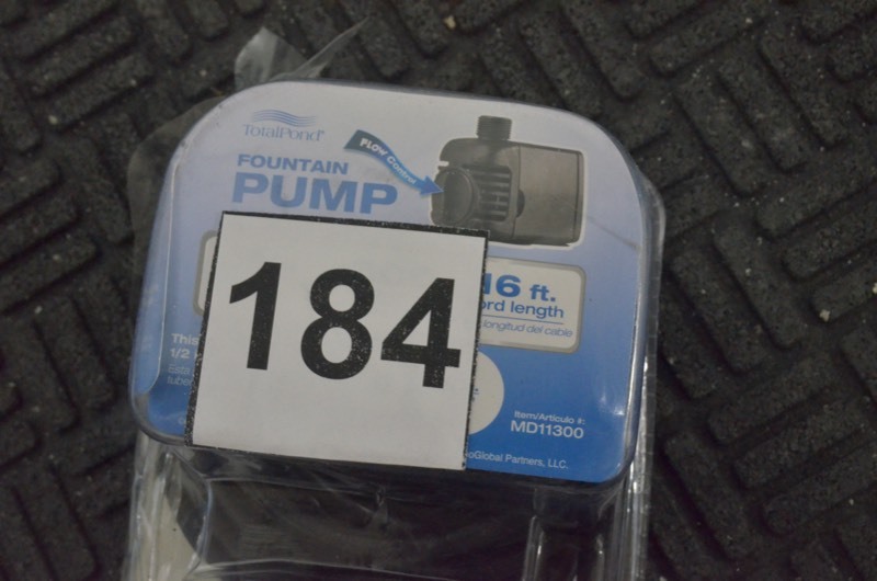 lot 184 image: TOTAL POND 300 GPH Fountain Pump (Pre-owned)