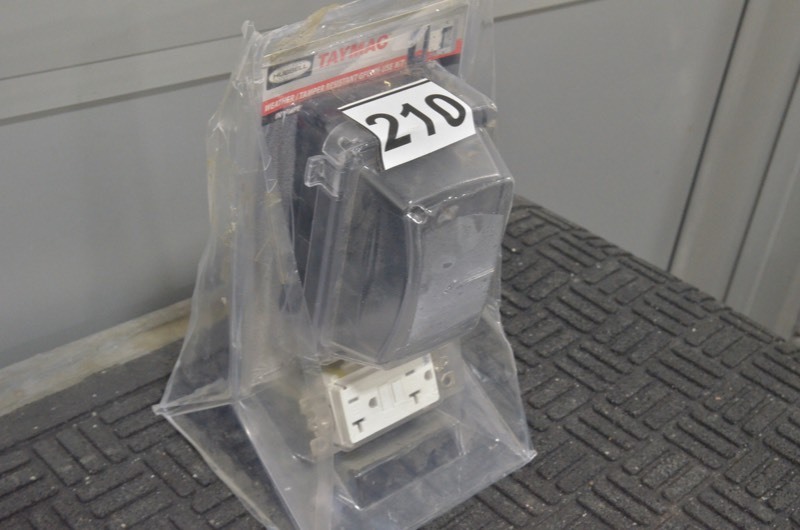 lot 210 image: TAYMAC WeatherTamper Resistant GFCI In Use Kit (OPEN BOX)