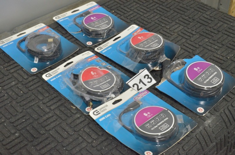 lot 213 image: HDMI Lot of COMMERCIAL ELECTRIC HDMI cables. Various lengths.