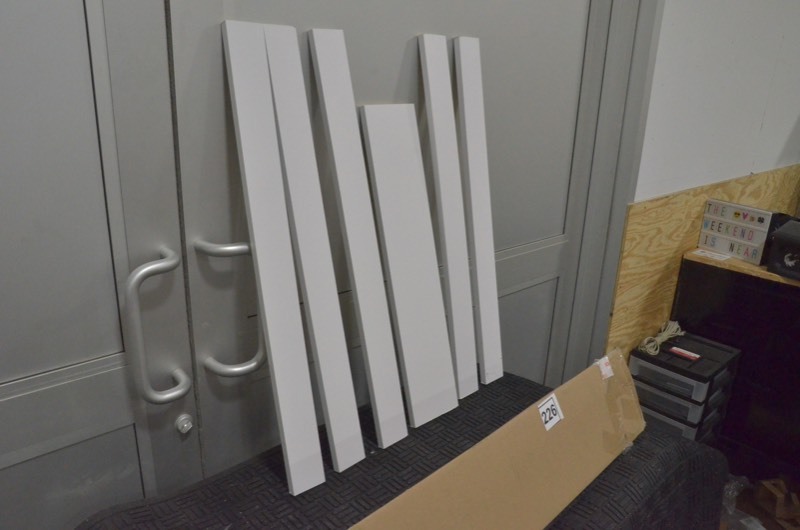 lot 226 image: Lot of 6 HAMPTON BAY 3 in. x 36 in. x 0.75 in. Cabinet Filler in Satin White