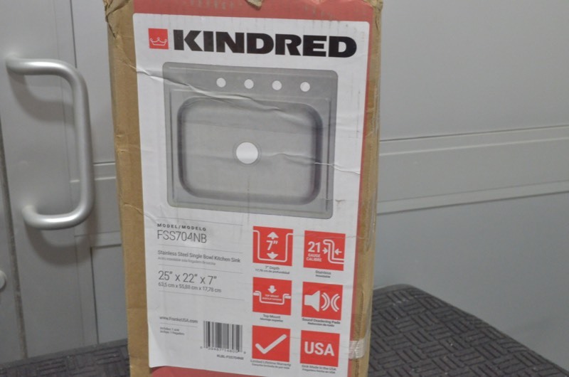 lot 235 image: KINDRED Drop-In Stainless-Steel 25 in. 4-Hole Single Bowl Kitchen Sink
