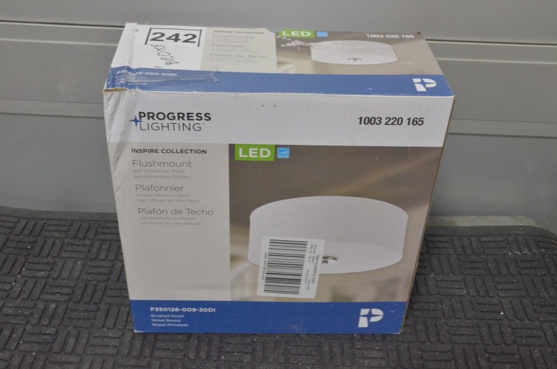 lot 242 image: PROGRESS LIGHTING Inspire Collection 17-Watt Brushed Nickel Integrated LED Flush Mount