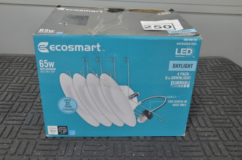 lot 250 image: EcoSmart 6 in. White Integrated LED Recessed Trim (4-Pack), 5000K Daylight