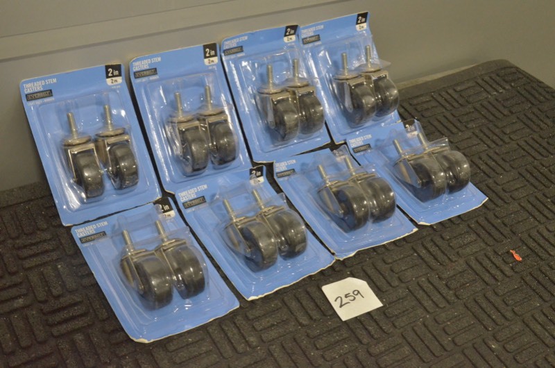 lot 259 image: Lot of 8 EVERBILT 2 in. Hard Rubber Threaded Stem Casters with 80 lb. Load Rating (2 per Pack)