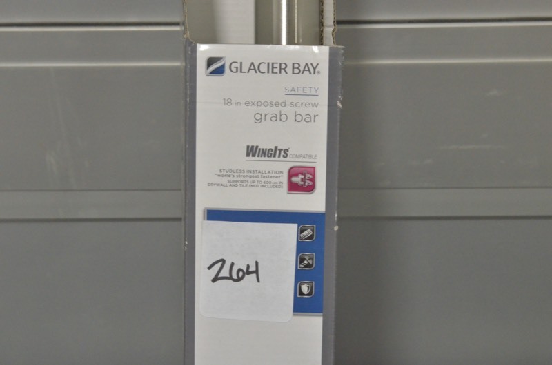 lot 264 image: GLACIER BAY 18 in. x 1-12 in. Exposed Screw ADA Compliant Grab Bar in Brushed Stainless Steel