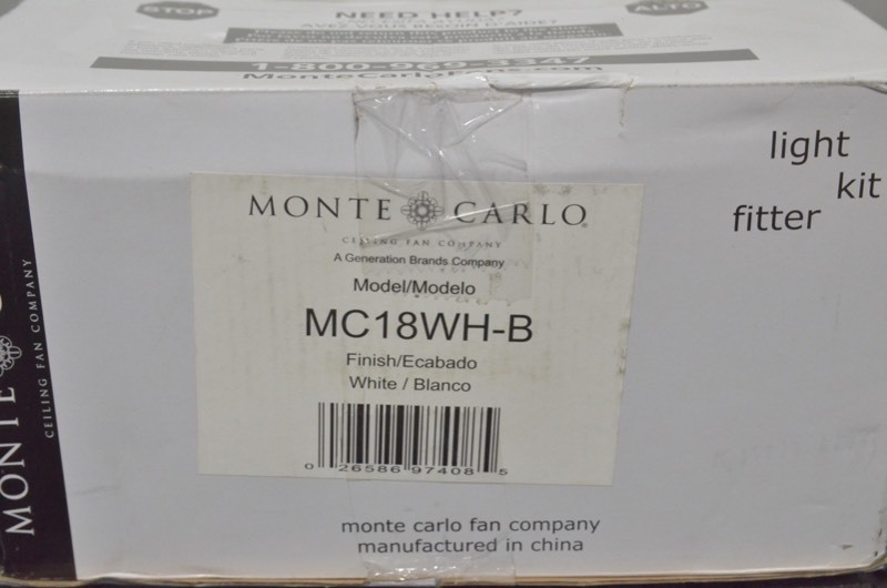 lot 277 image: MONTE CARLO White Ceiling Fan Light Kit